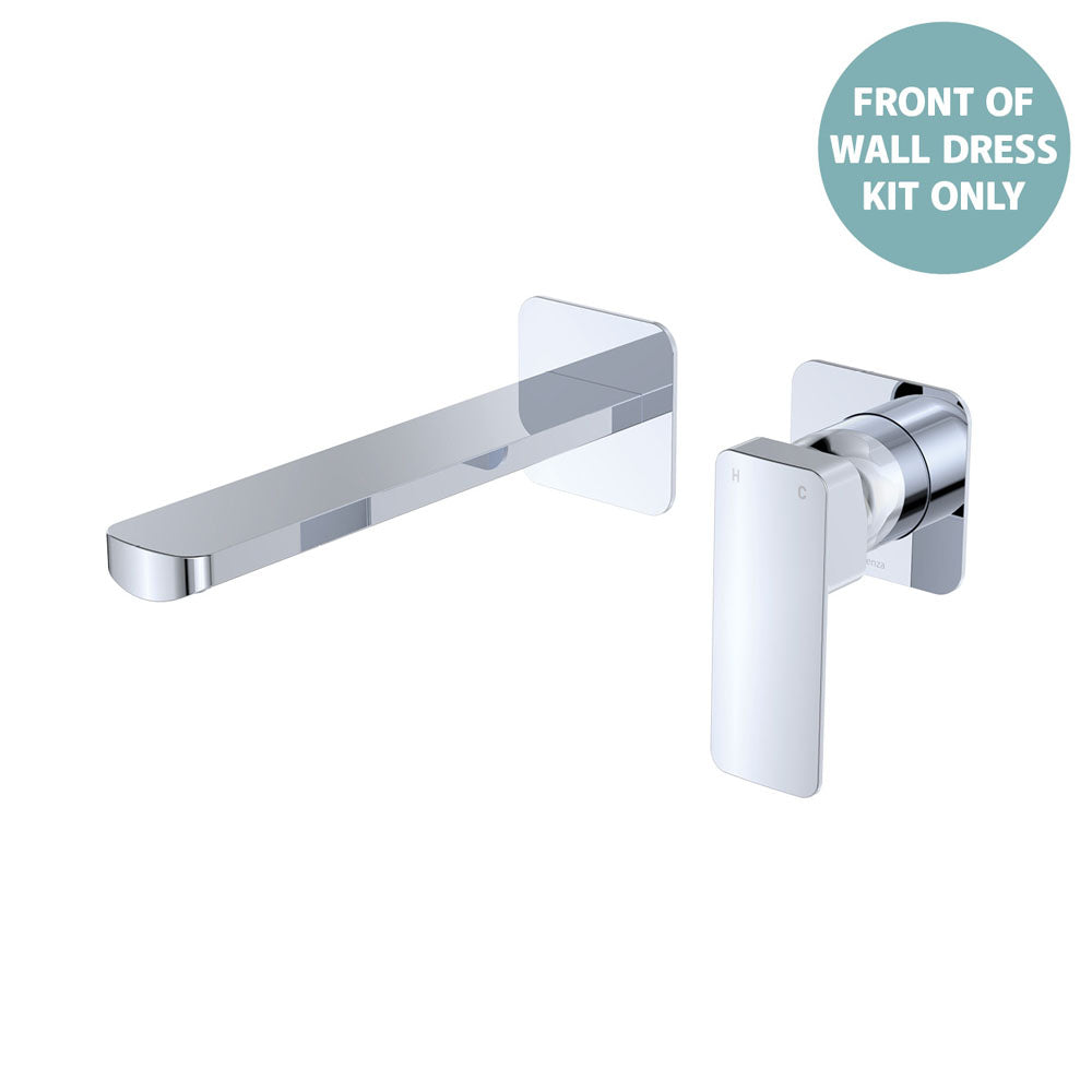 Fienza Tono Basin/Bath Wall Mixer Set Dress Kit Square Plates 200mm Outlet, Chrome