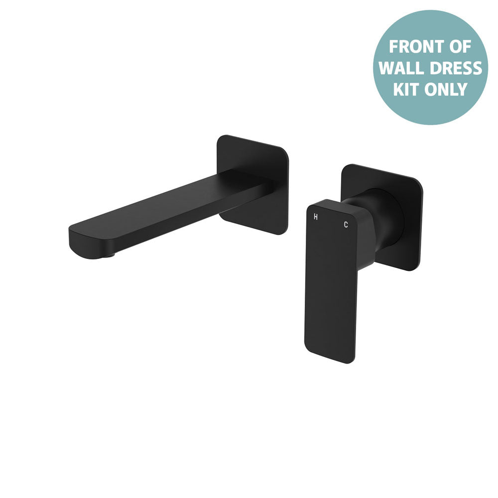 Fienza Tono Basin/Bath Wall Mixer Set Dress Kit Square Plates 160mm Outlet, Matte Black