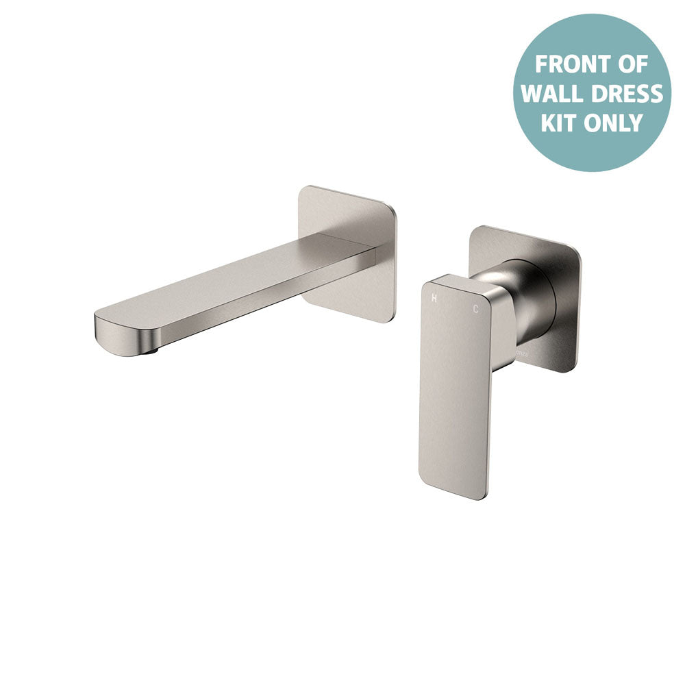Fienza Tono Basin/Bath Wall Mixer Set Dress Kit Square Plates 160mm Outlet Sus30, Brushed Nickel