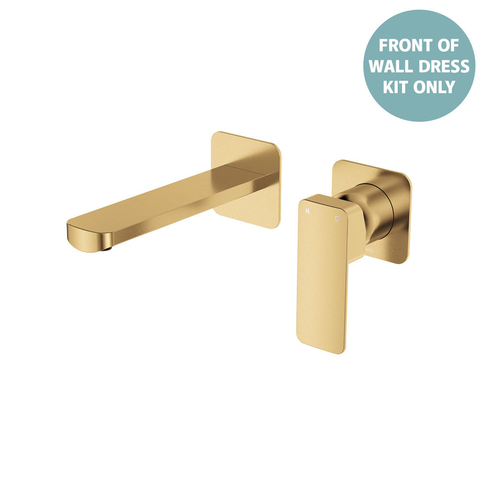 Fienza Tono Basin/Bath Wall Mixer Set Dress Kit Square Plates 160mm Outlet, Urban Brass