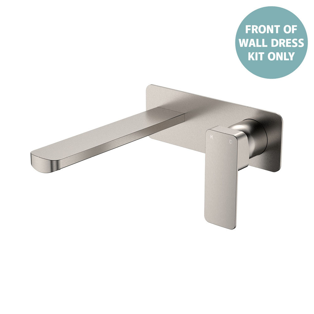 Fienza Tono Basin/Bath Wall Mixer Set Dress Kit Lg Rectangular Plate 200mm Ss304, Brushed Nickel