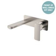 Fienza Tono Basin/Bath Wall Mixer Set Dress Kit Lg Rectangular Plate 160mm Ss304, Brushed Nickel