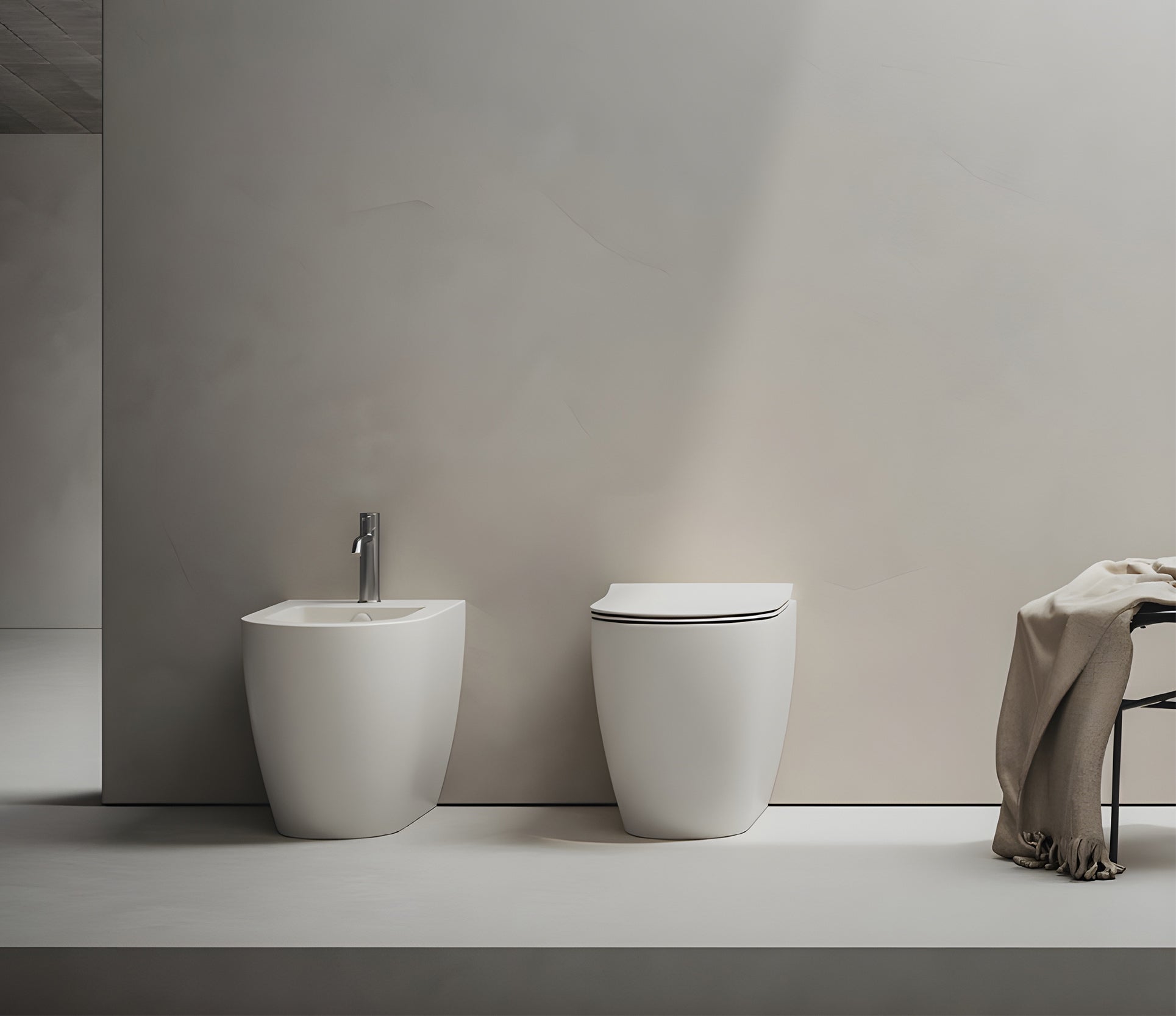 Studio Bagno Futura Wall Faced Pan - Complete, Gloss White