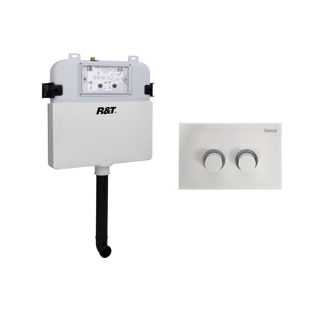 Fienza RT Pneumatic In-Wall Cistern for PWD Pans with Raised Flush Buttons, Gloss White