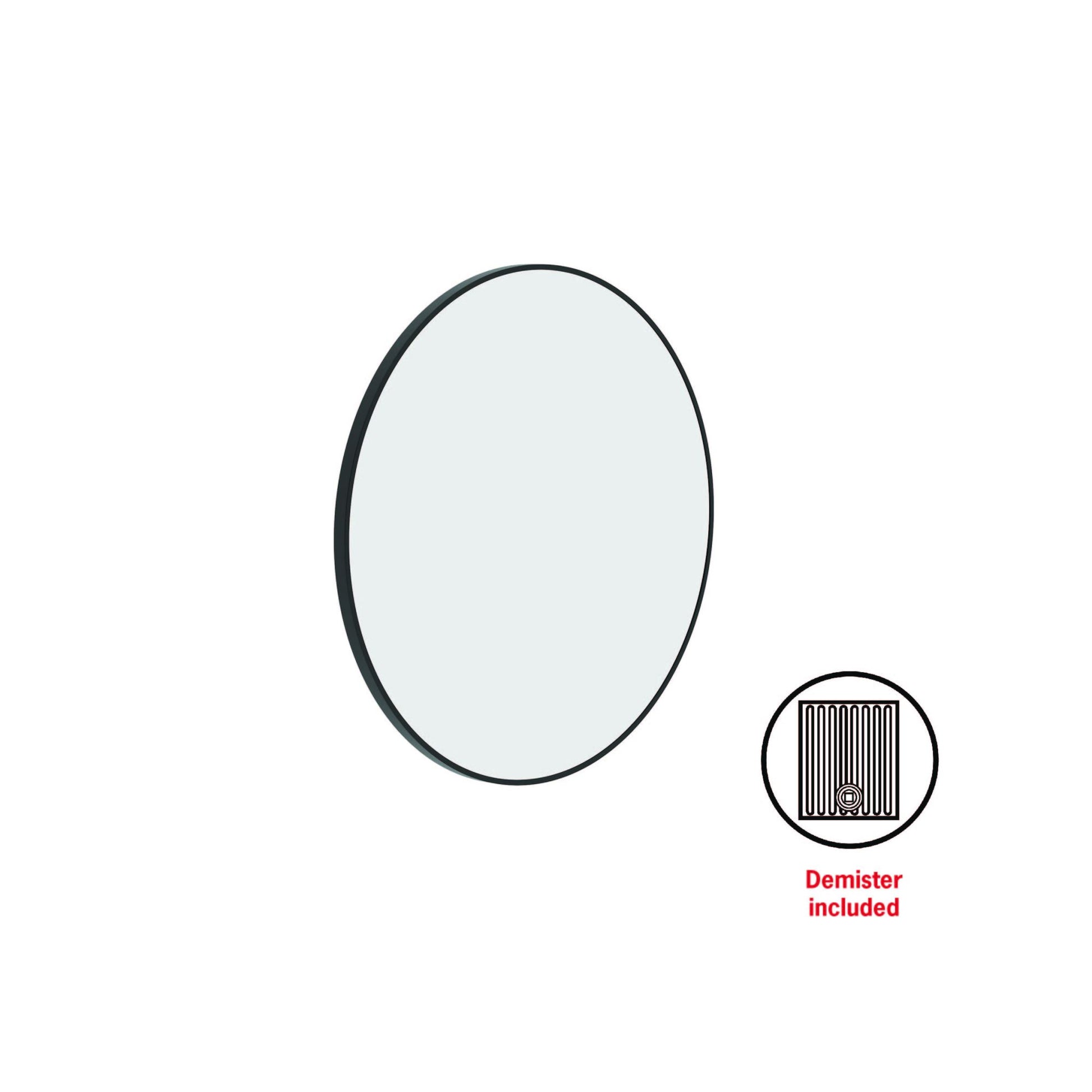 Thermogroup Georgia Round Framed Mirror - 600mmØ - Includes Mirror Demister, Black