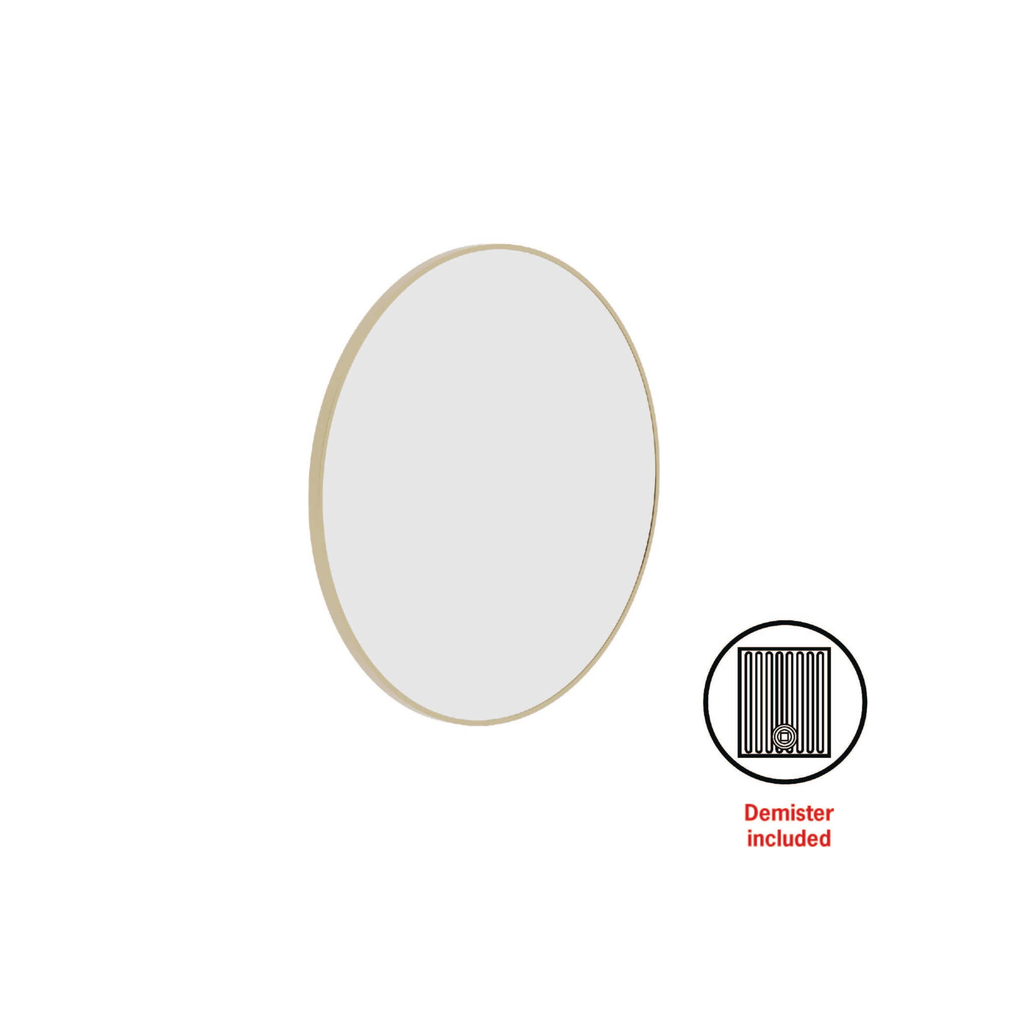 Thermogroup Georgia Round Framed Mirror - 600mmØ - Includes Mirror Demister, Gold