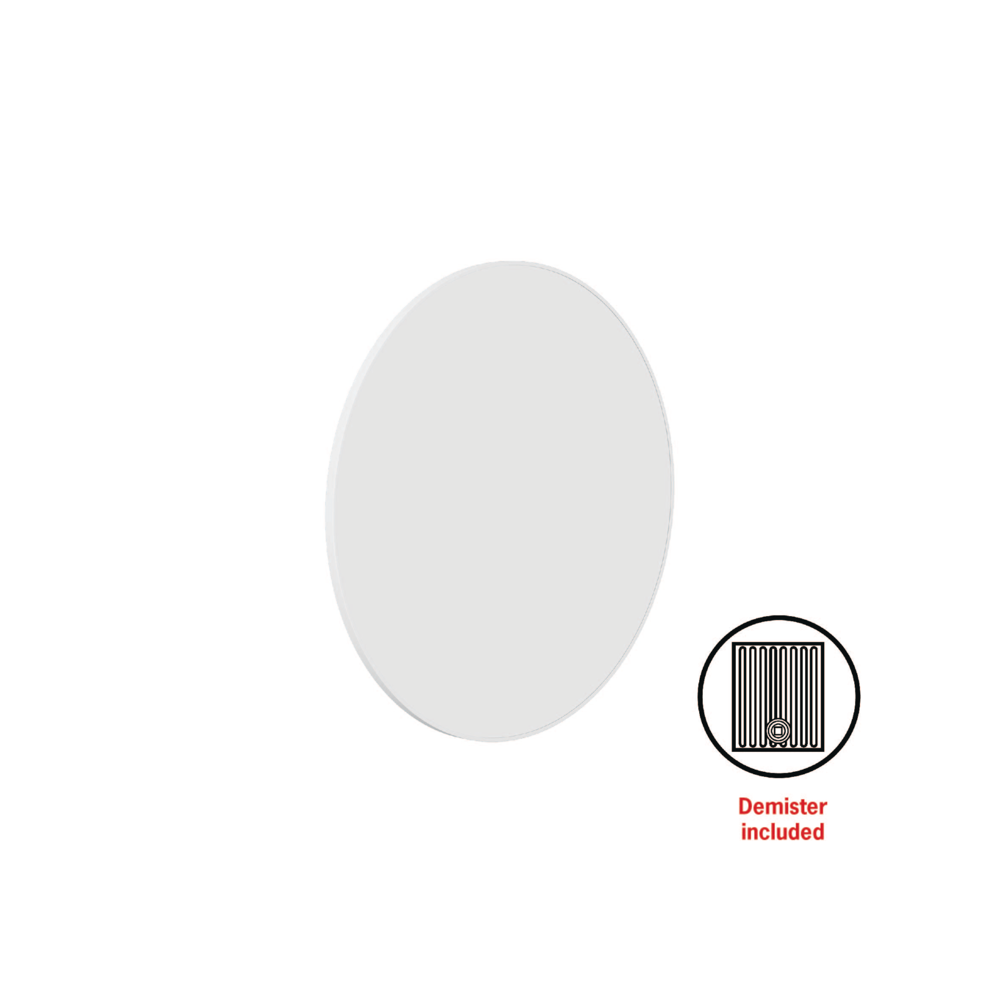 Thermogroup Georgia Round Framed Mirror - 600mmØ - Includes Mirror Demister, White