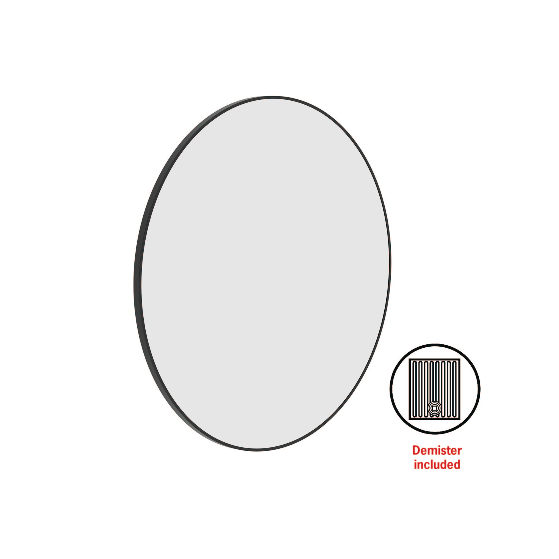 Thermogroup Georgia Round Framed Mirror - 900mmØ - Includes Mirror Demister, Black