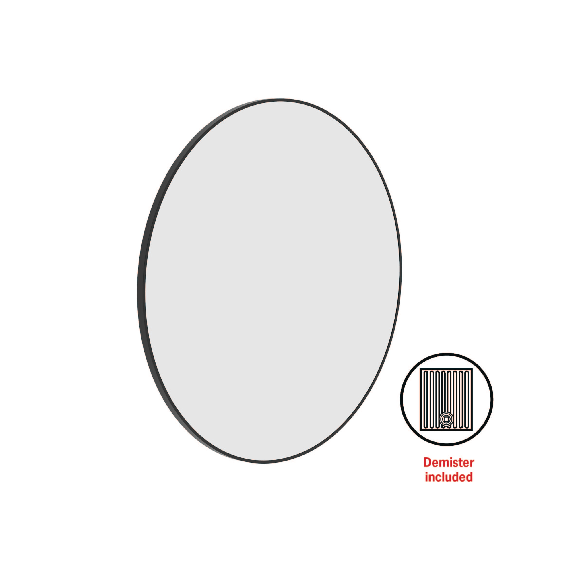 Thermogroup Georgia Round Framed Mirror - 900mmØ - Includes Mirror Demister, Black