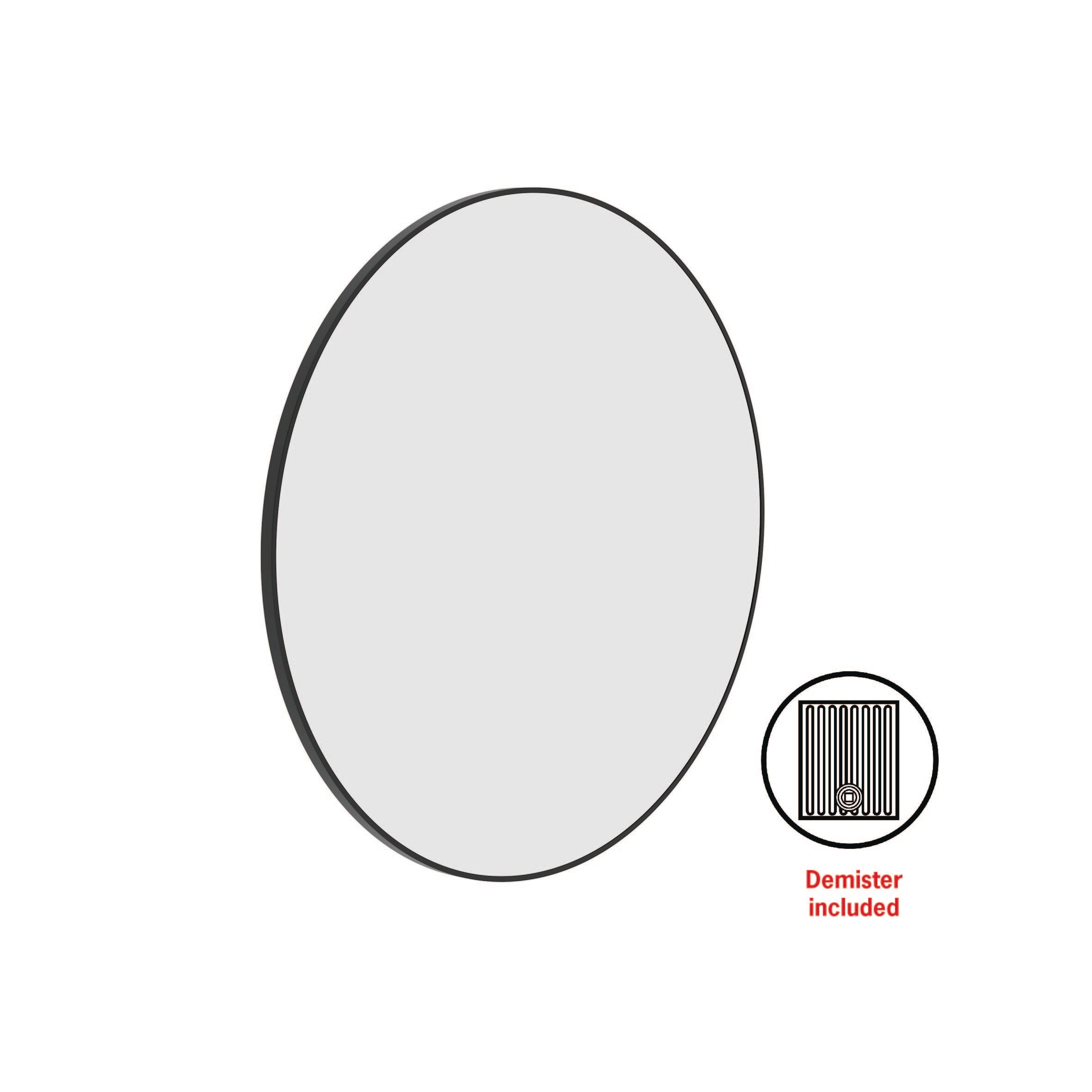Thermogroup Georgia Round Framed Mirror - 900mmØ - Includes Mirror Demister, Black