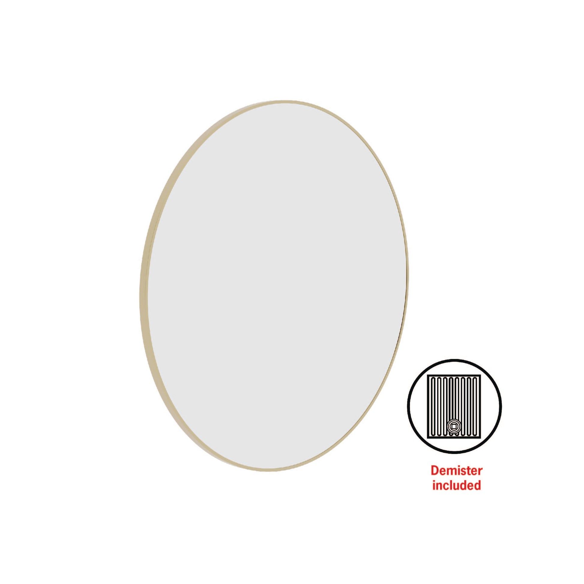 Thermogroup Georgia Round Framed Mirror - 900mmØ - Includes Mirror Demister, Gold