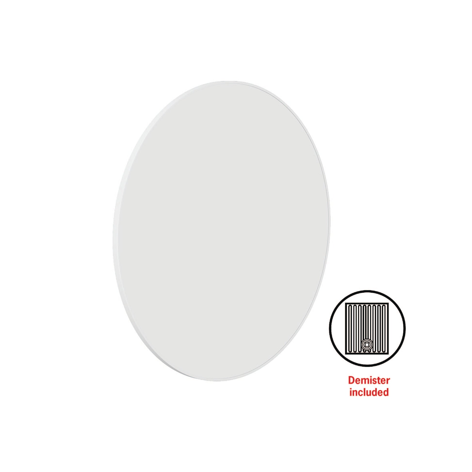 Thermogroup Georgia Round Framed Mirror - 900mmØ - Includes Mirror Demister, White
