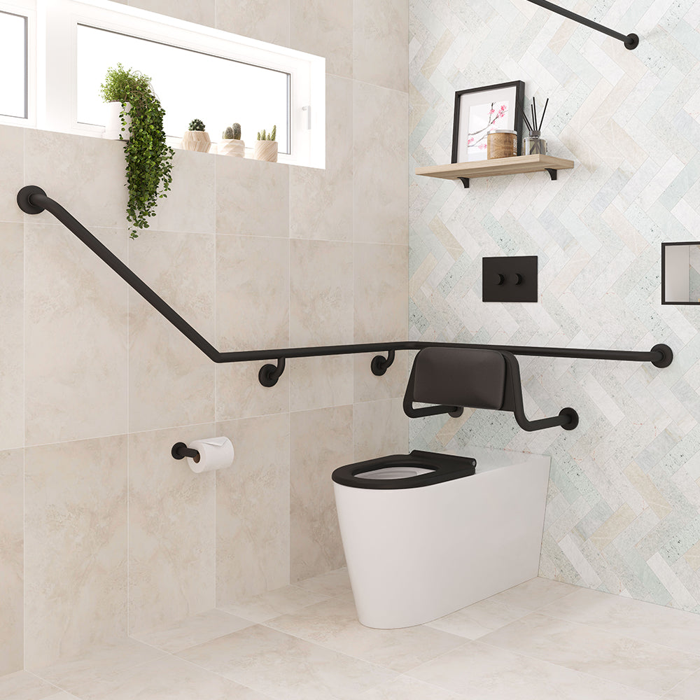 Fienza Care Support Grab Rail 140° Right Hand (4Pts) 700x940x1110mm, Matte Black