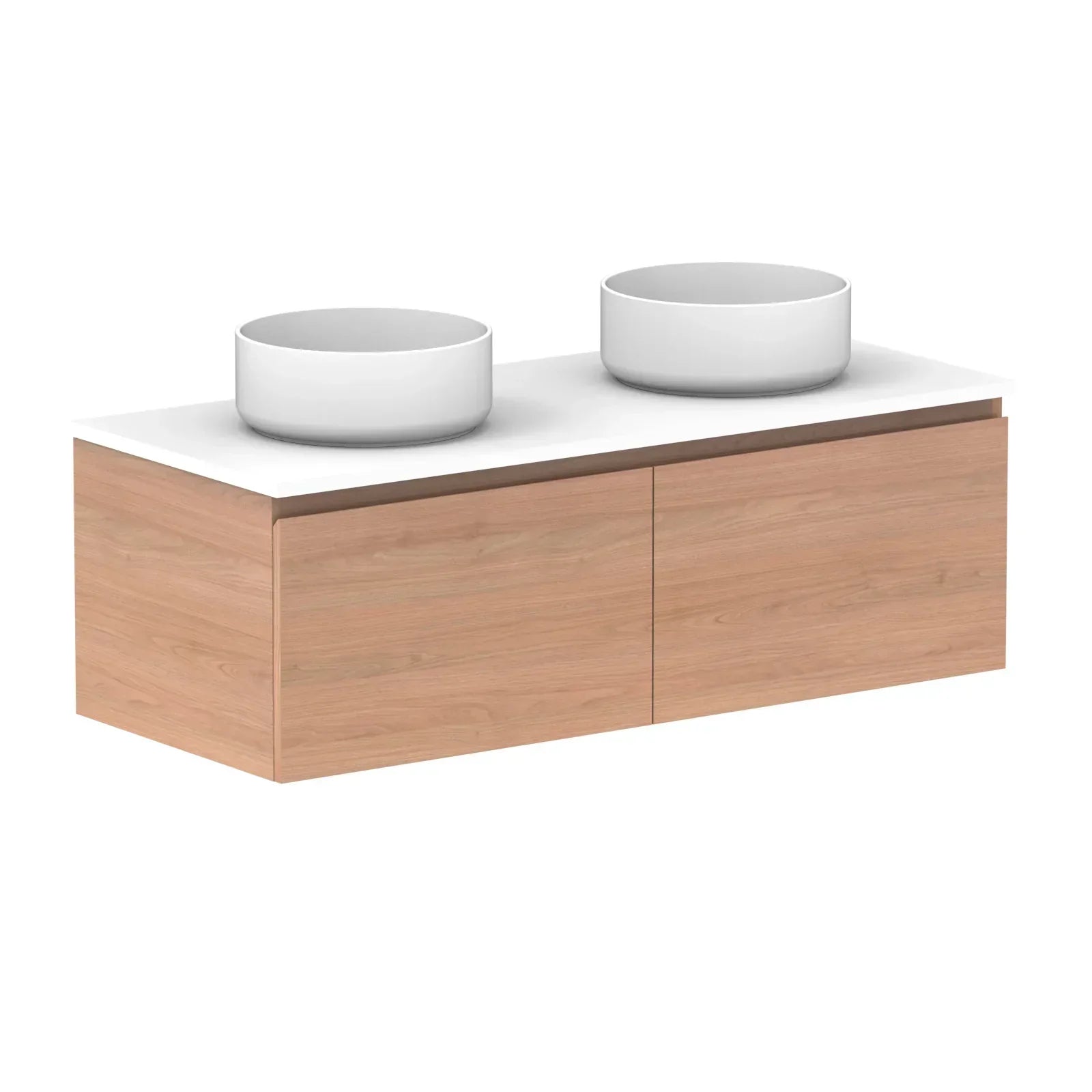 ADP Glacier Benchtop Slim Wall Hung Vanity All Drawer - Ideal Bathroom CentreGLLFAS1200WHDCP1200mmDouble Bowl BasinLite Fresh White Interior