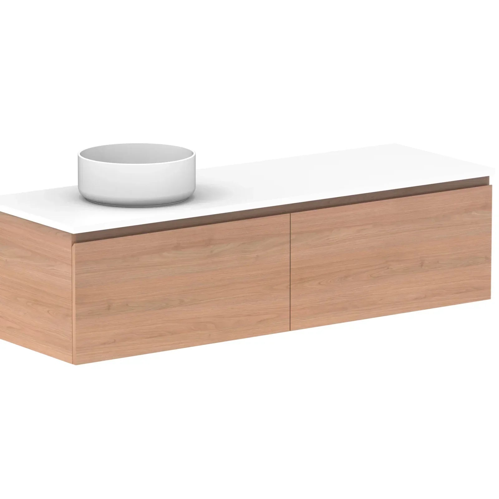 ADP Glacier Benchtop Slim Wall Hung Vanity All Drawer - Ideal Bathroom CentreGLLFAS1500WHLCP1500mmLeft Hand BasinLite Fresh White Interior