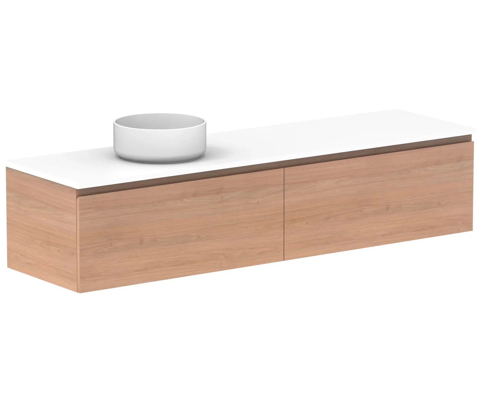 ADP Glacier Benchtop Slim Wall Hung Vanity All Drawer - Ideal Bathroom CentreGLLFAS1800WHLCP1800mmLeft Hand BasinLite Fresh White Interior