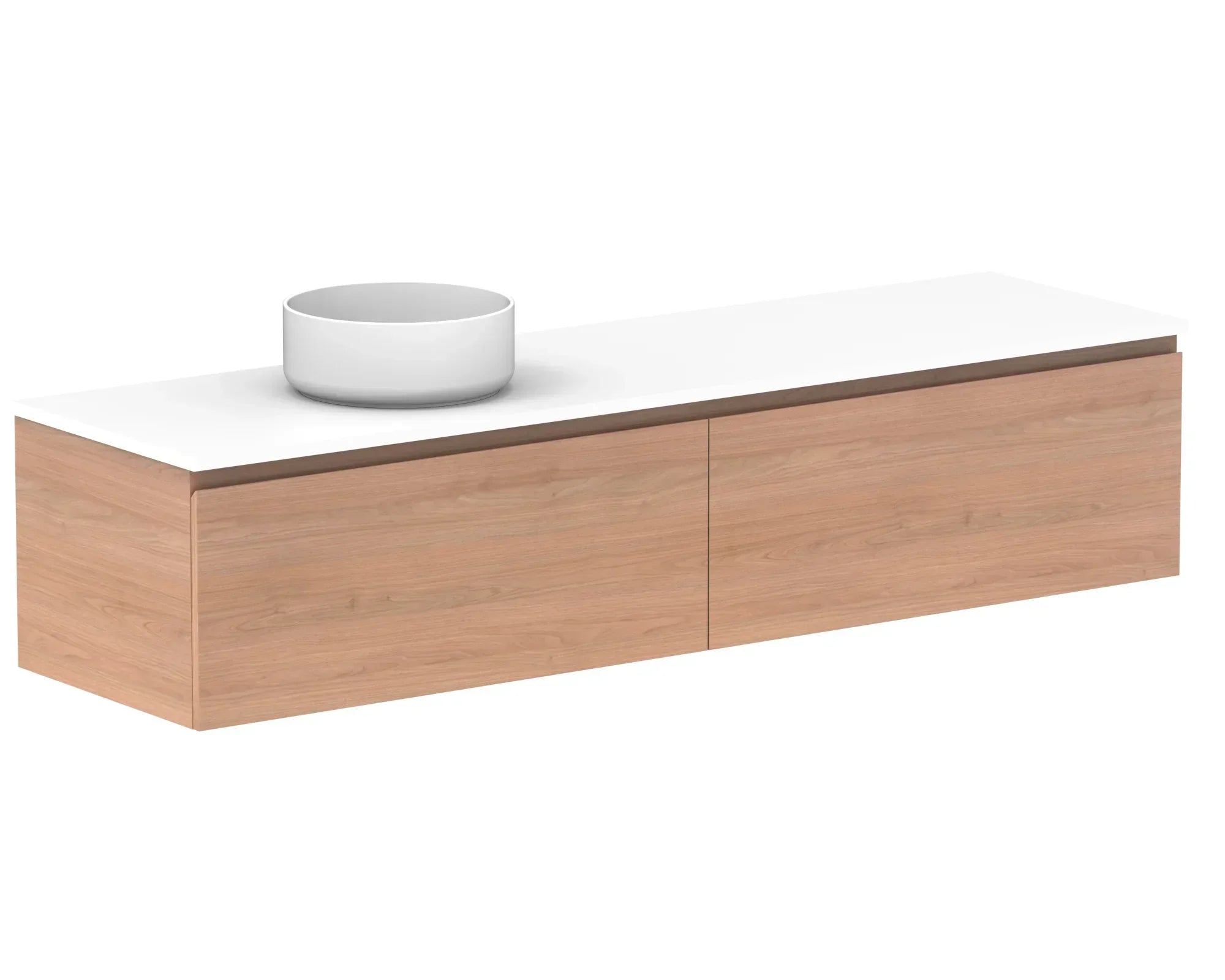 ADP Glacier Benchtop Slim Wall Hung Vanity All Drawer - Ideal Bathroom CentreGLLFAS1800WHLCP1800mmLeft Hand BasinLite Fresh White Interior