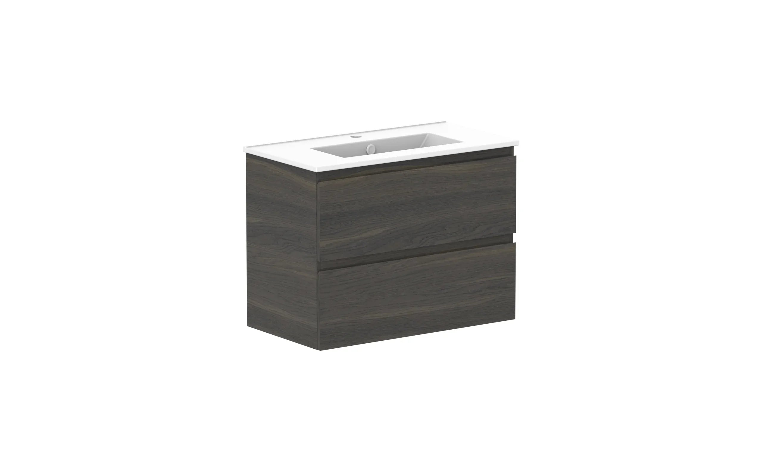 ADP Glacier Ensuite All Drawer Twin Wall Hung Vanity - 750mm / Ceramic Moulded Top / Centre Bowl