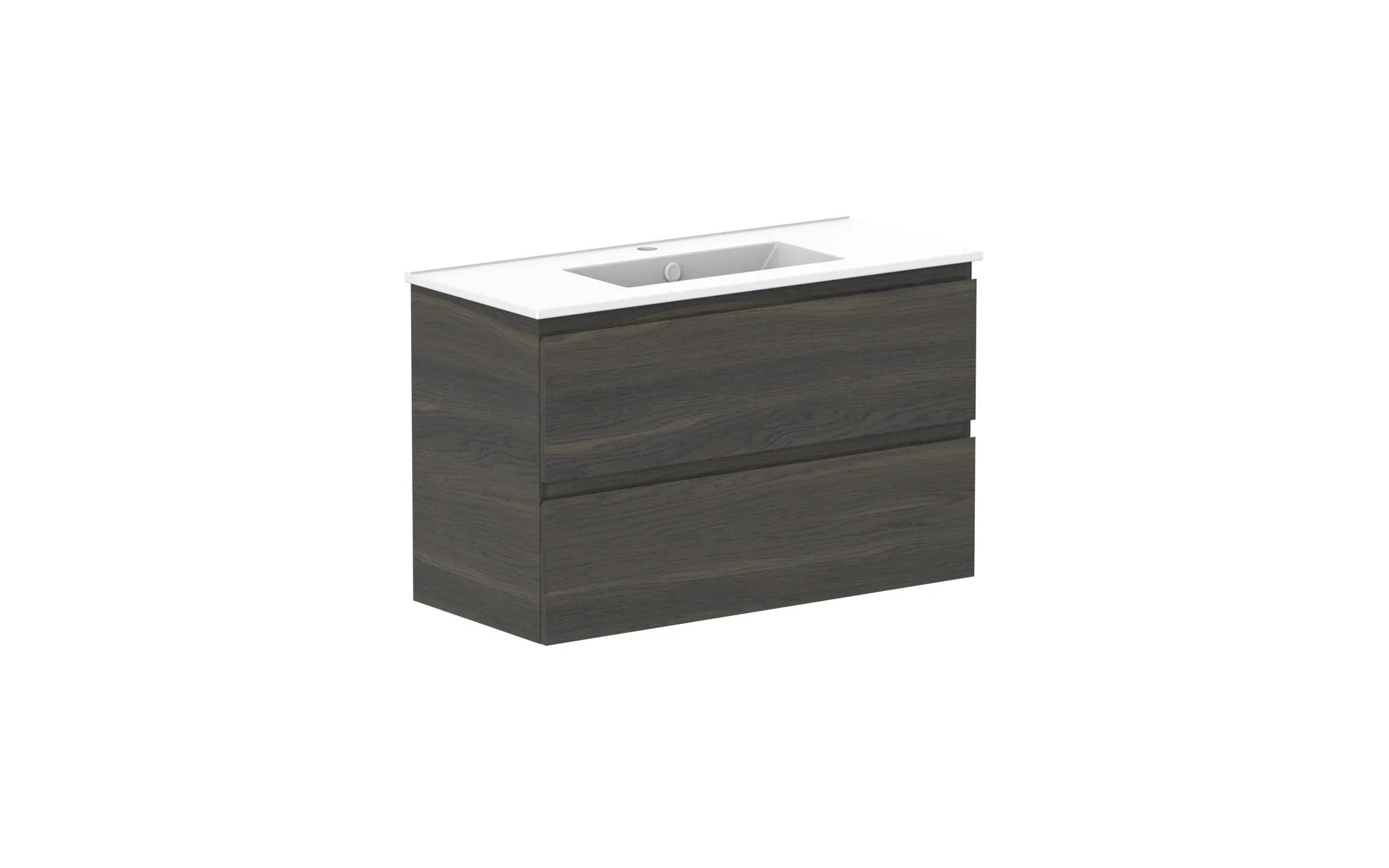ADP Glacier Ensuite All Drawer Twin Wall Hung Vanity - 900mm / Ceramic Moulded Top / Centre Bowl