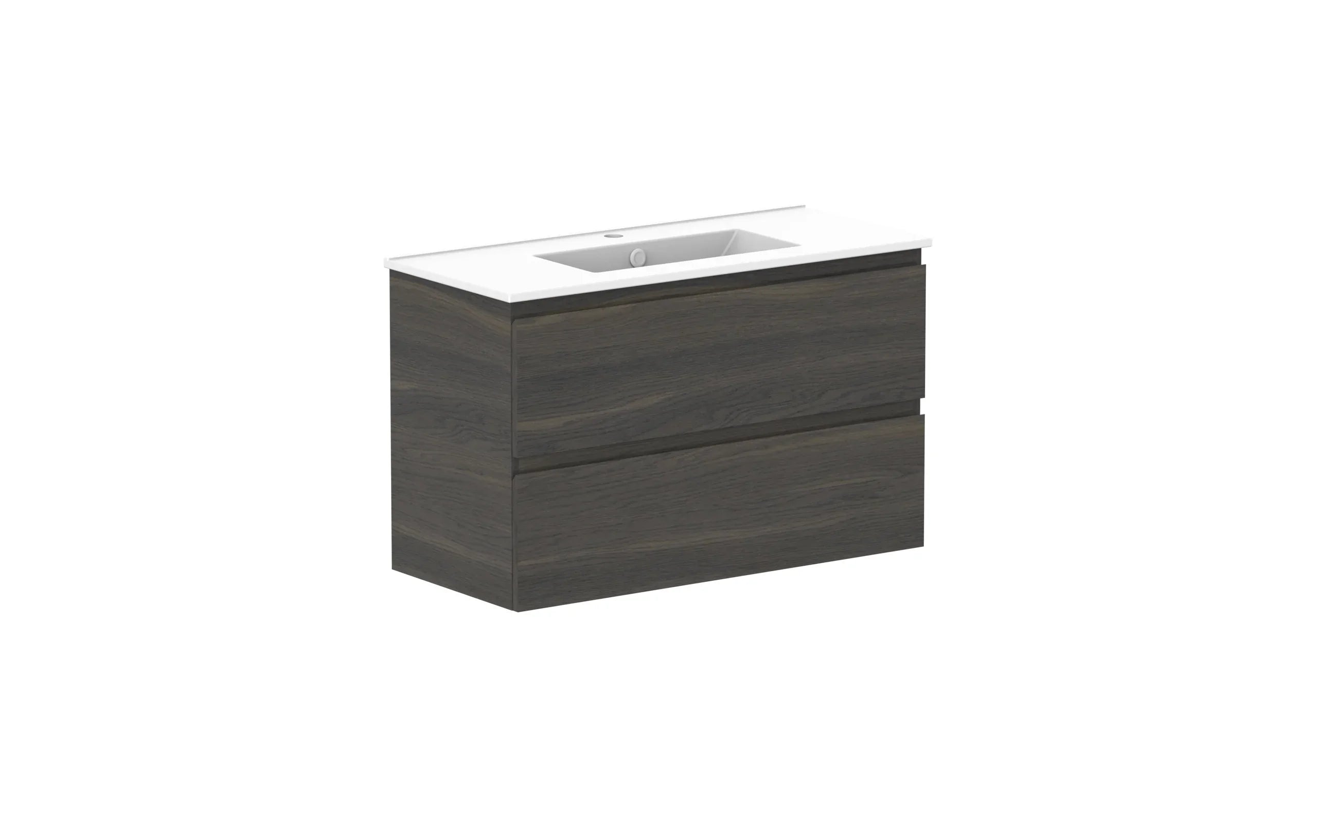 ADP Glacier Ensuite All Drawer Twin Wall Hung Vanity - 900mm / Ceramic Moulded Top / Centre Bowl