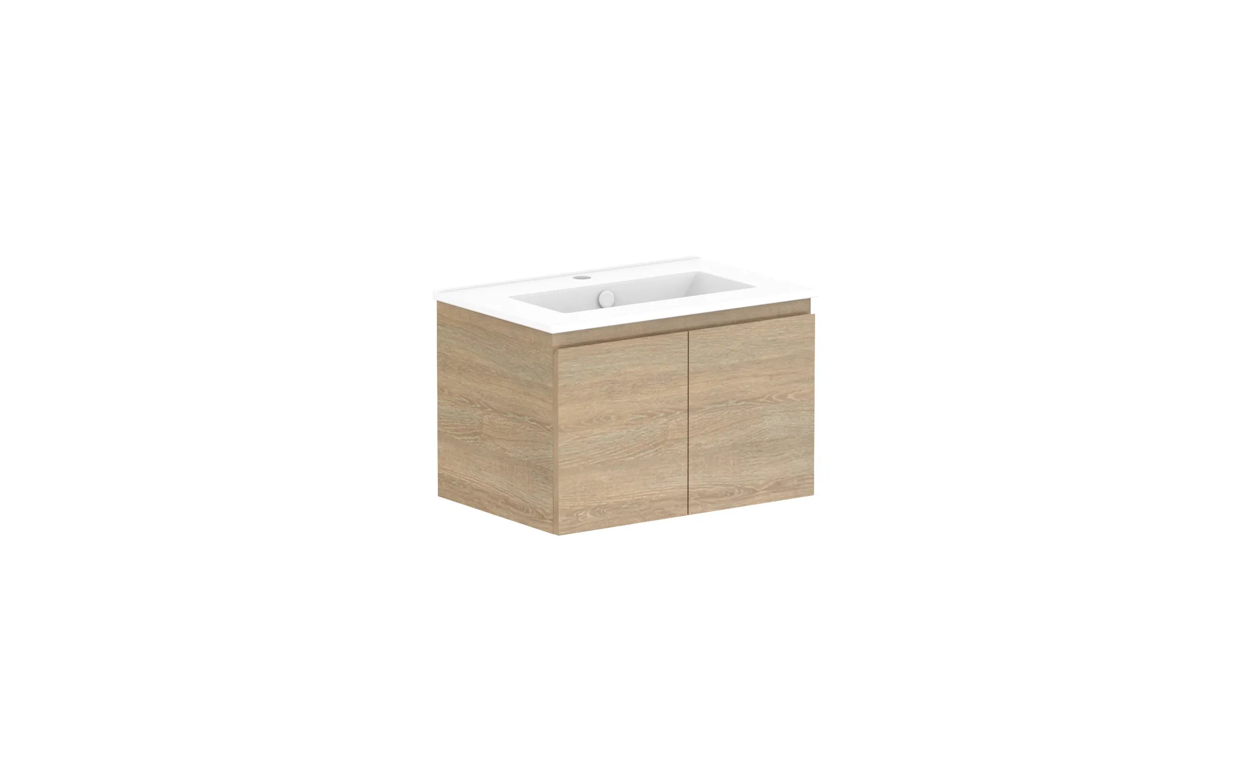 ADP Glacier Ensuite All Door Slim Wall Hung Vanity - 600mm / Ceramic Moulded Top / Centre Bowl
