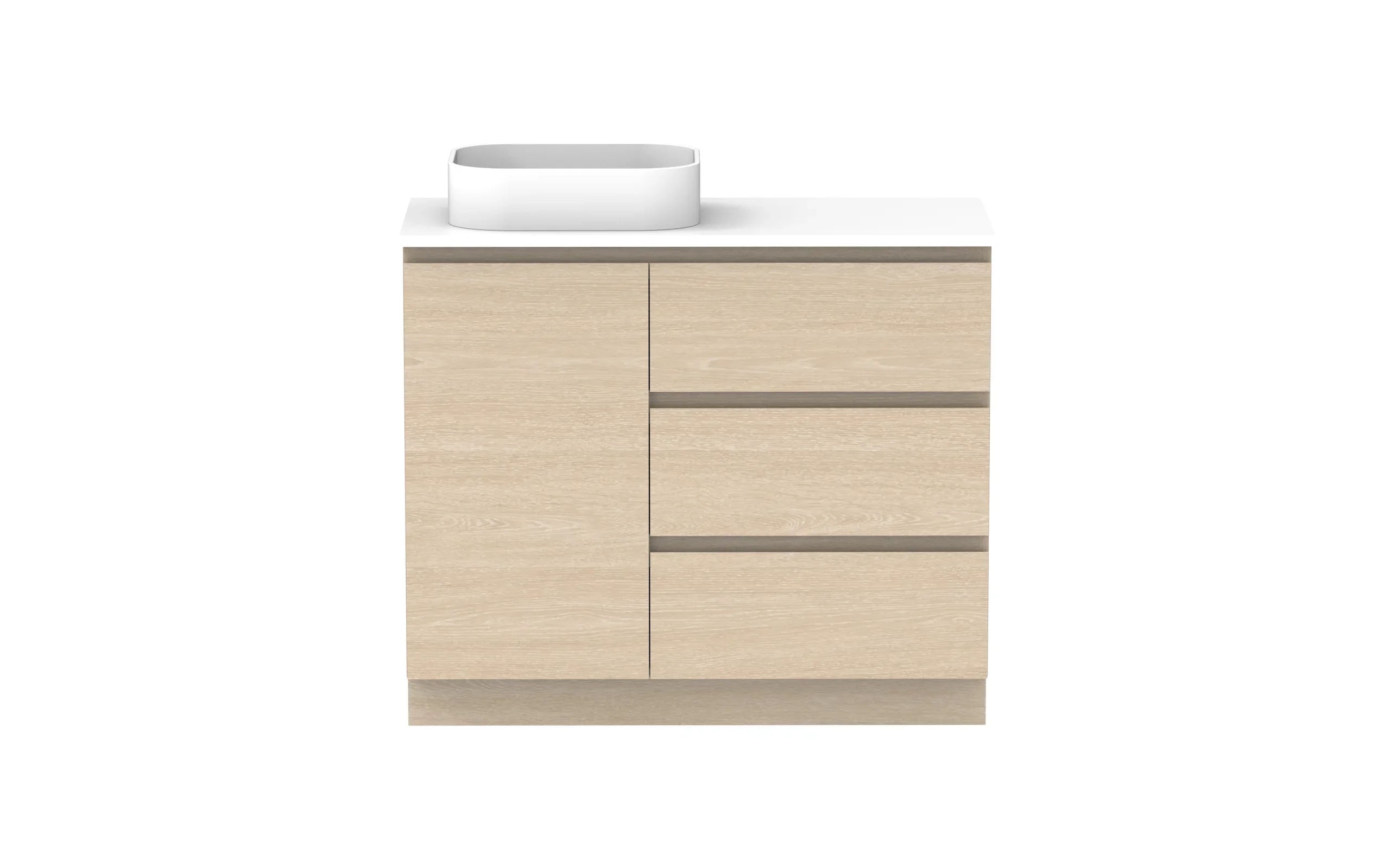 ADP Glacier Lite Hamper Freestanding Vanity - 1050mm / Stone Benchtop