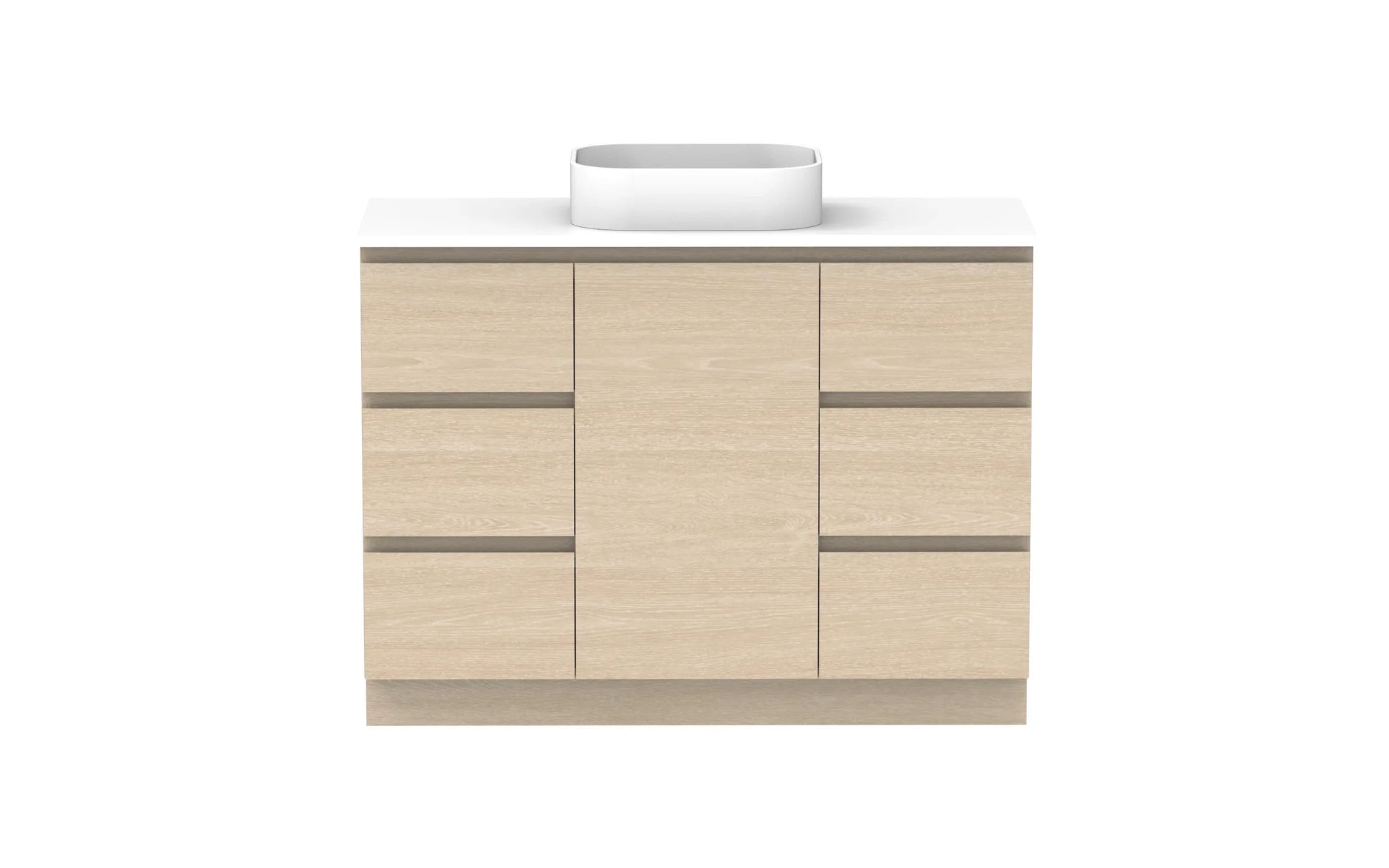 ADP Glacier Hamper Freestanding Vanity - 1200mm / Stone Benchtop / Centre Bowl