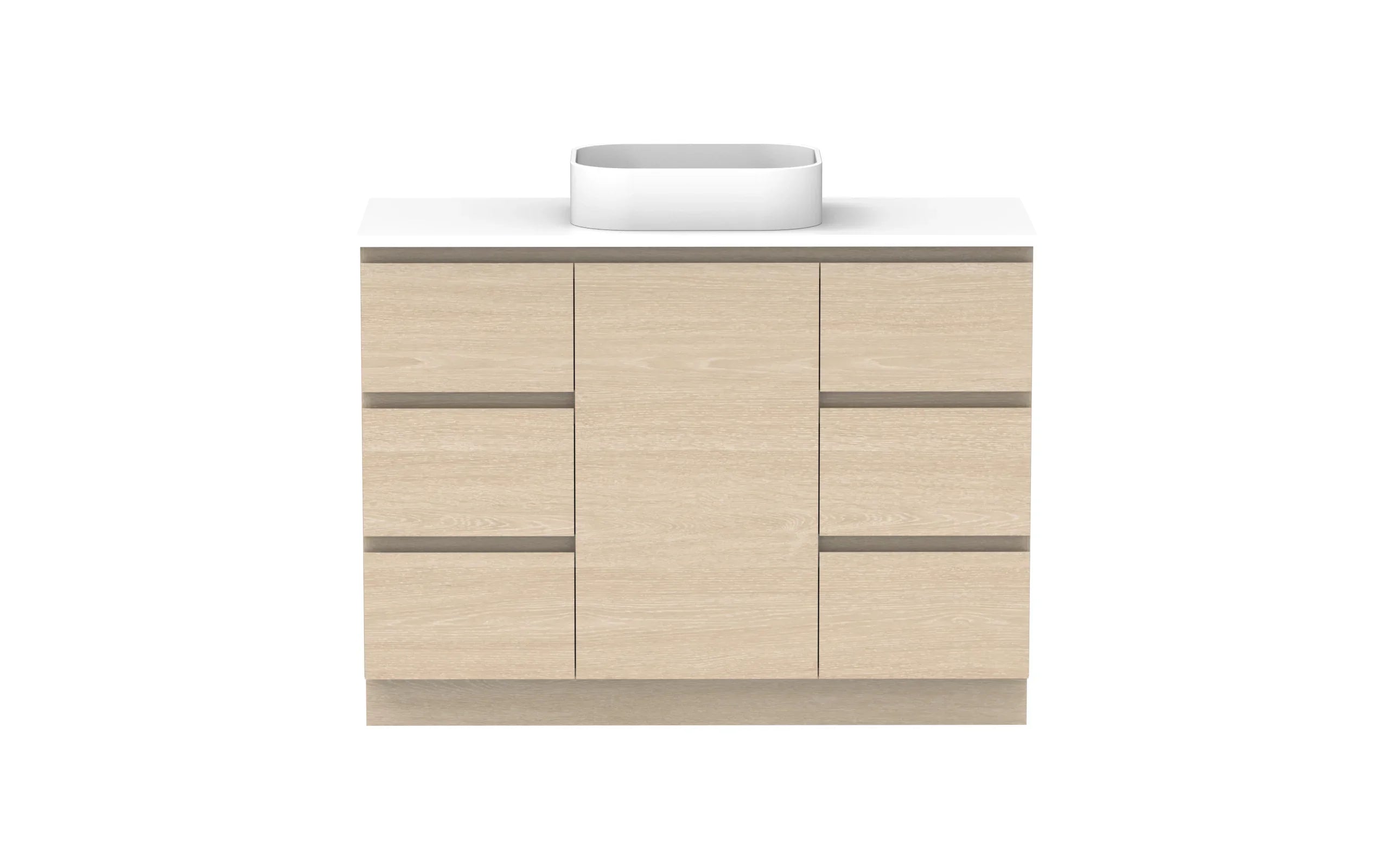 ADP Glacier Hamper Freestanding Vanity - 1200mm / Stone Benchtop / Centre Bowl