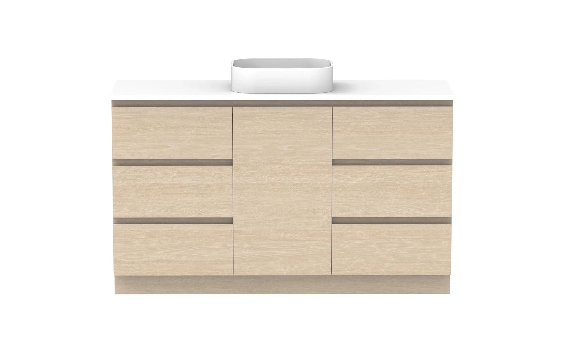 ADP Glacier Hamper Freestanding Vanity - 1500mm / Stone Benchtop / Centre Bowl