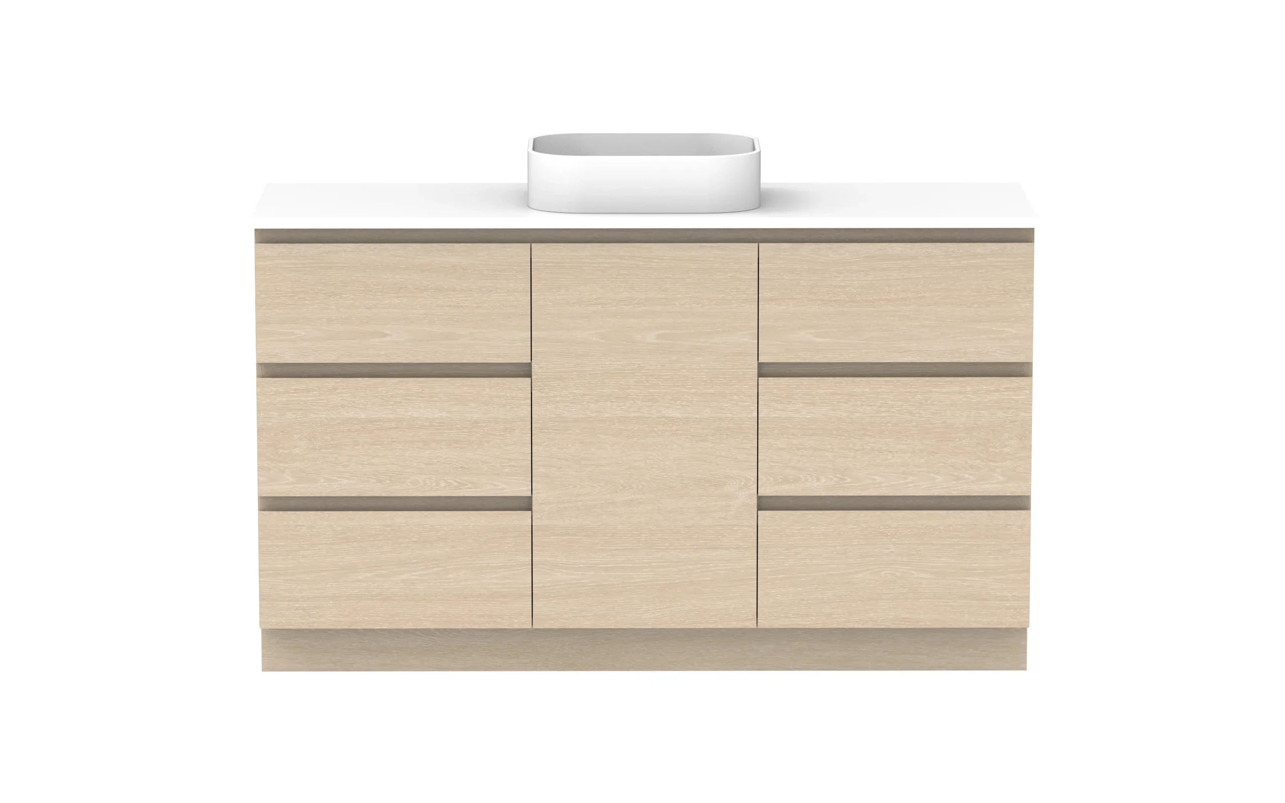 ADP Glacier Hamper Freestanding Vanity - 1500mm / Stone Benchtop / Centre Bowl