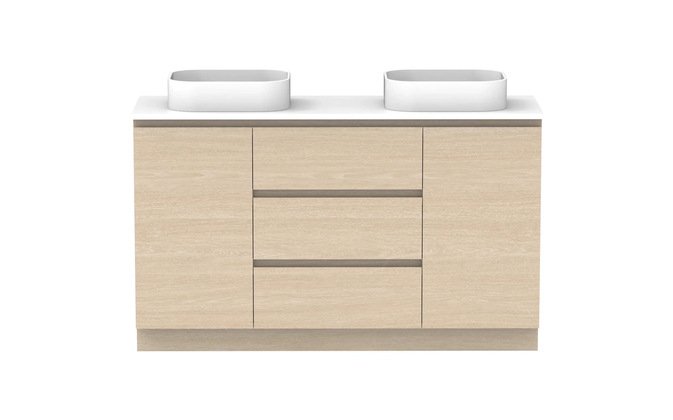 ADP Glacier Hamper Freestanding Vanity - 1500mm / Stone Benchtop / Double Bowl