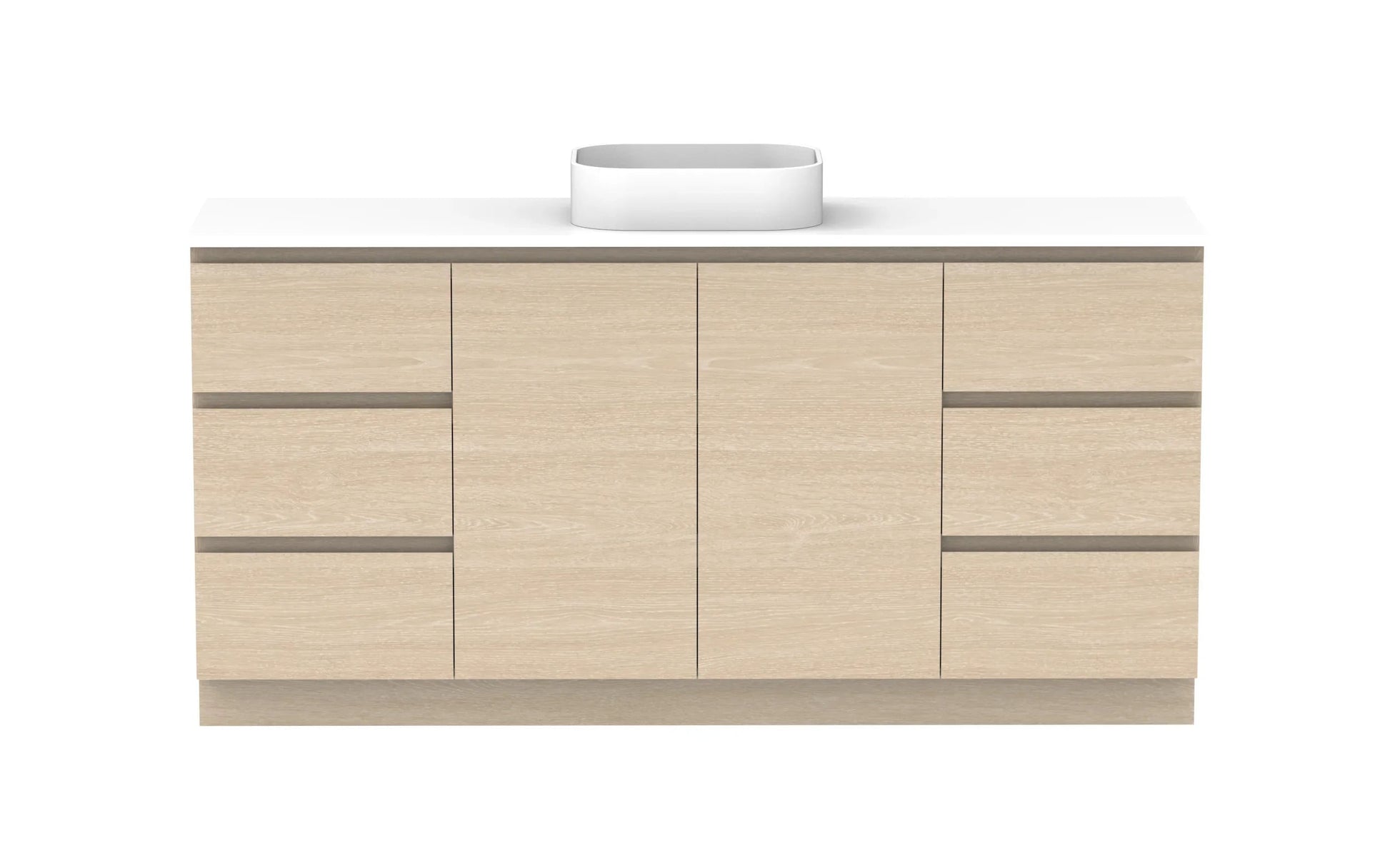 ADP Glacier Hamper Freestanding Vanity - 1800mm / Stone Benchtop / Centre Bowl
