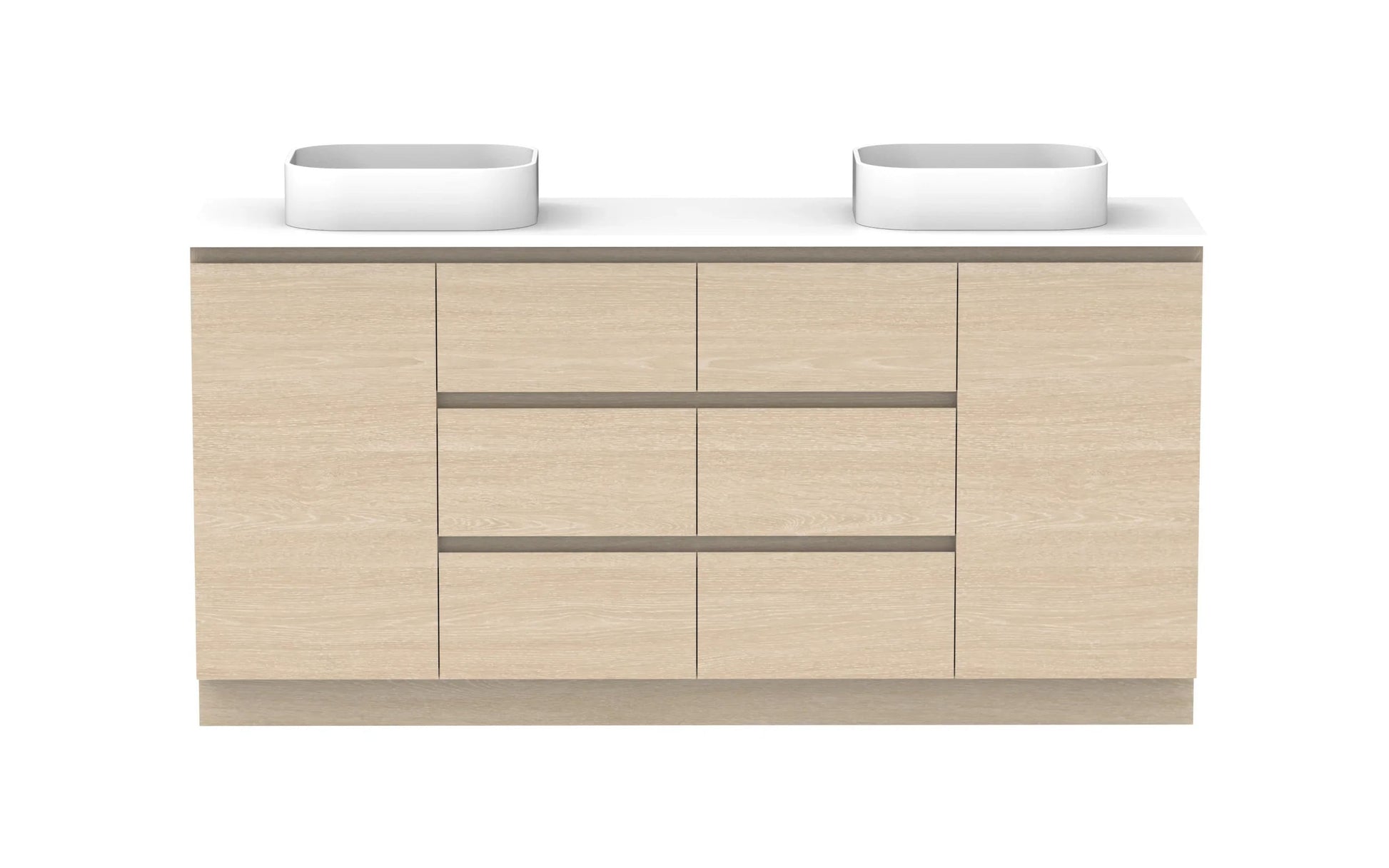 ADP Glacier Hamper Freestanding Vanity - 1800mm / Stone Benchtop / Double Bowl
