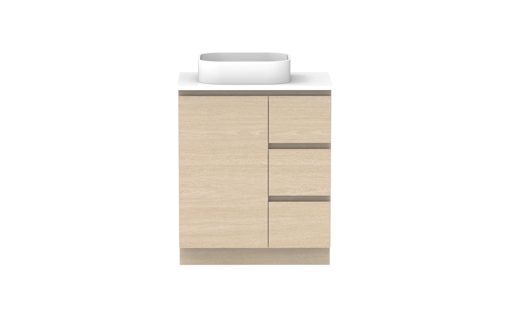 ADP Glacier Hamper Freestanding Vanity - 750mm / Stone Benchtop / Left Hand Bowl