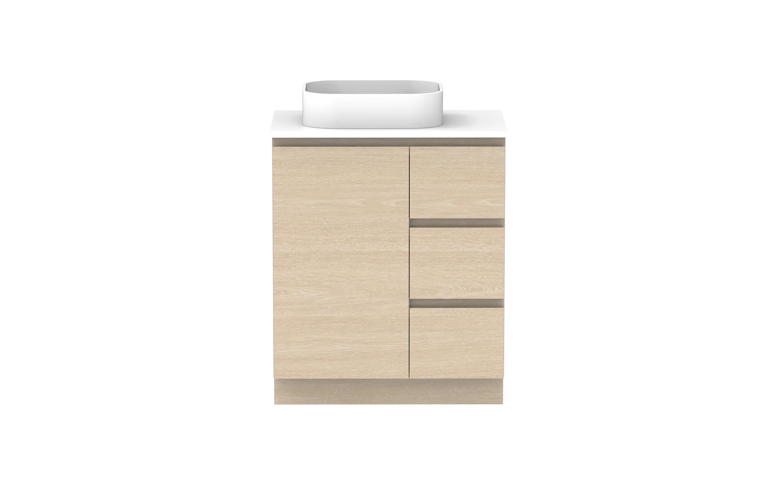 ADP Glacier Hamper Freestanding Vanity - 750mm / Stone Benchtop / Left Hand Bowl