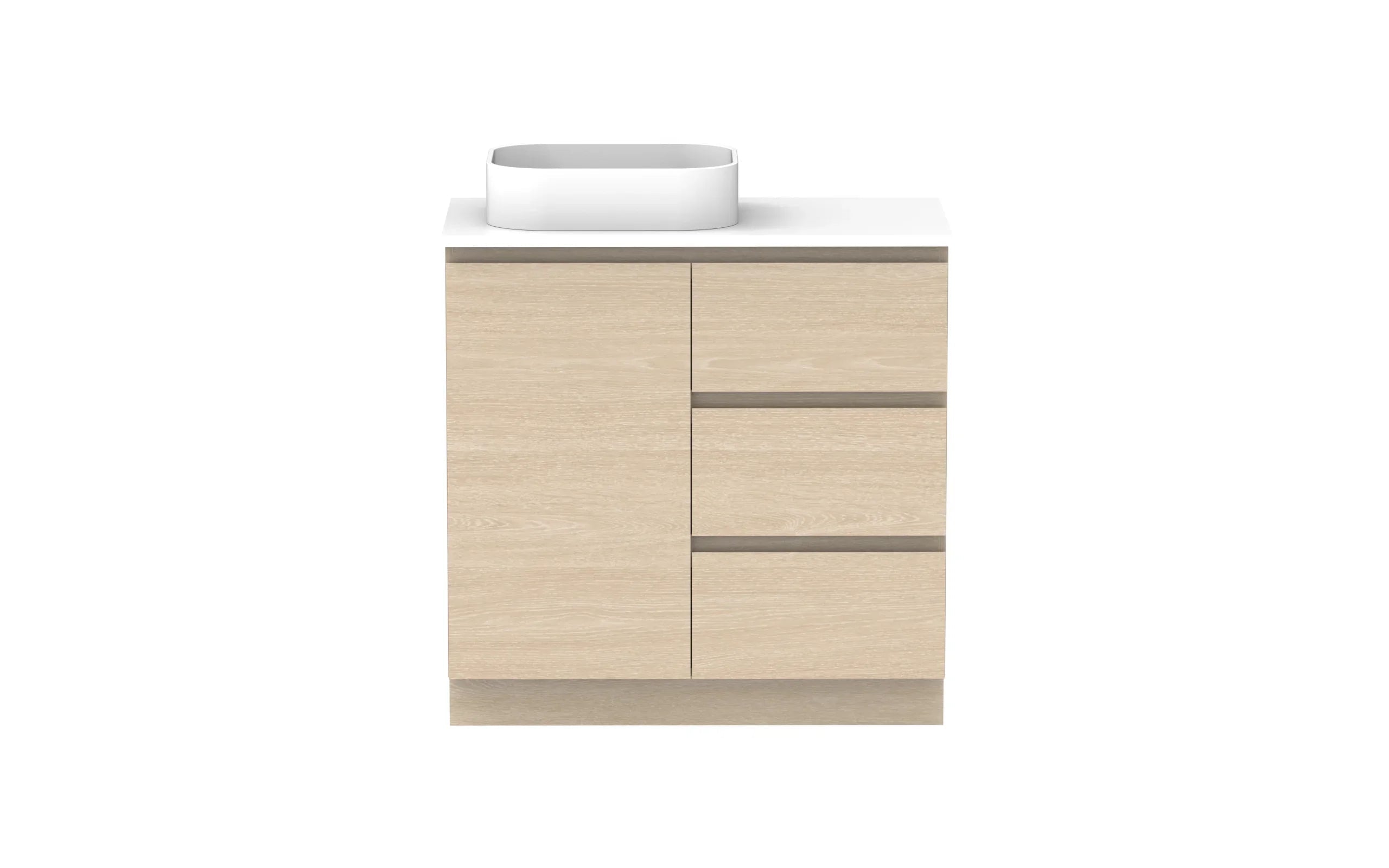 ADP Glacier Lite Hamper Freestanding Vanity - 900mm / Stone Benchtop