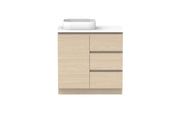 ADP Glacier Hamper Freestanding Vanity - 900mm / Stone Benchtop / Left Hand Bowl
