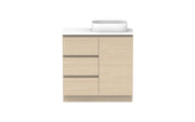 ADP Glacier Hamper Freestanding Vanity - 900mm / Stone Benchtop / Right Hand Bowl