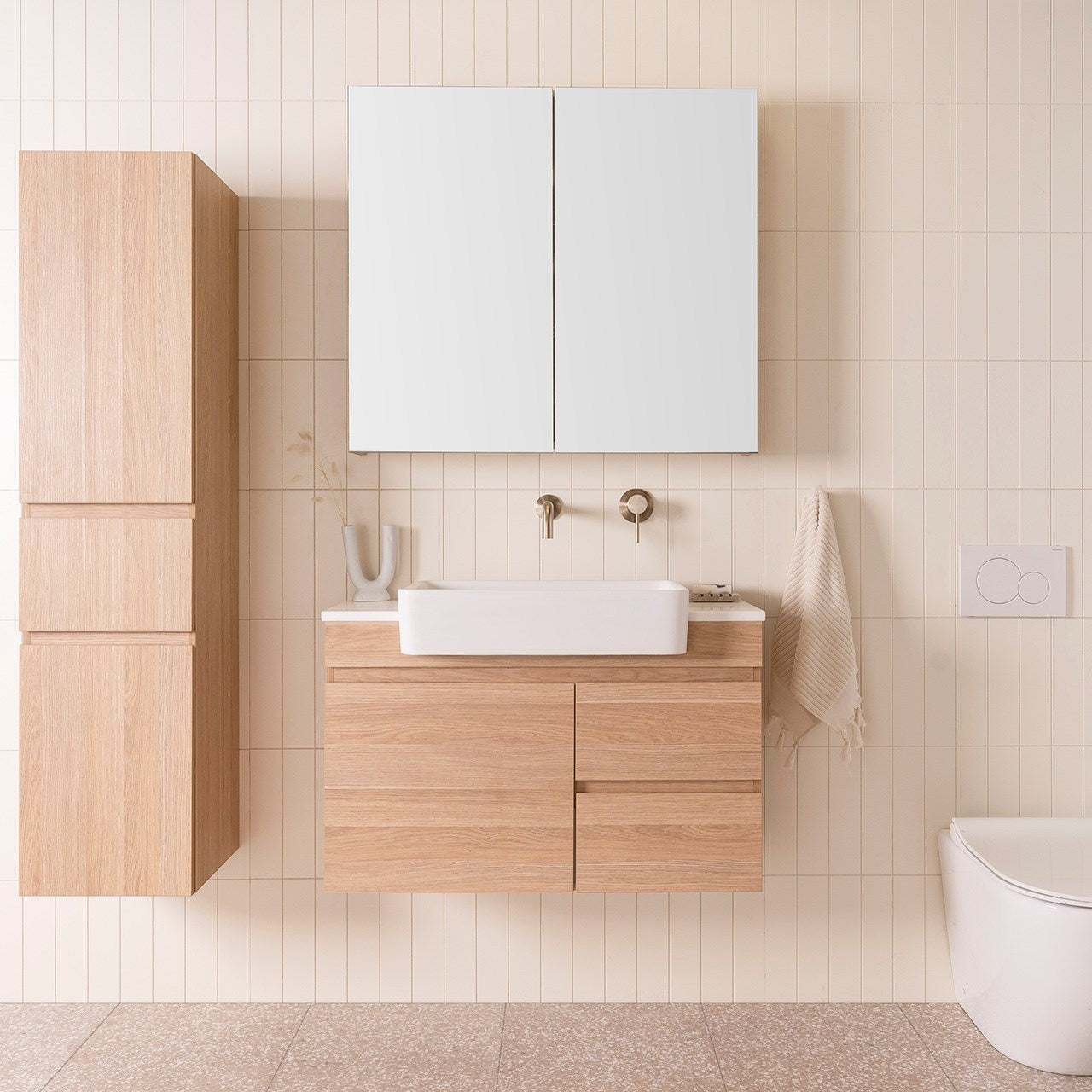 ADP Glacier Lite Semi-Recessed Door & Drawer Twin Wall Hung Vanity