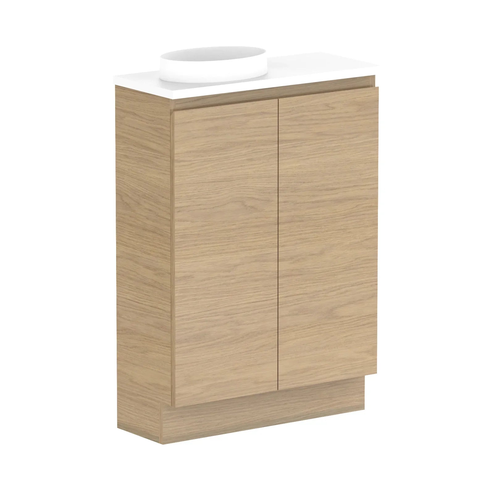 ADP Glacier Mini Small Space Freestanding Vanity - 600mm / Stone Benchtop / Left Hand Bowl