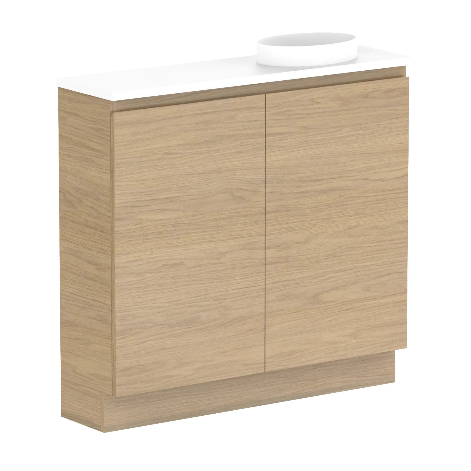 ADP Glacier Mini Small Space Freestanding Vanity - 900mm / Stone Benchtop / Right Hand Bowl