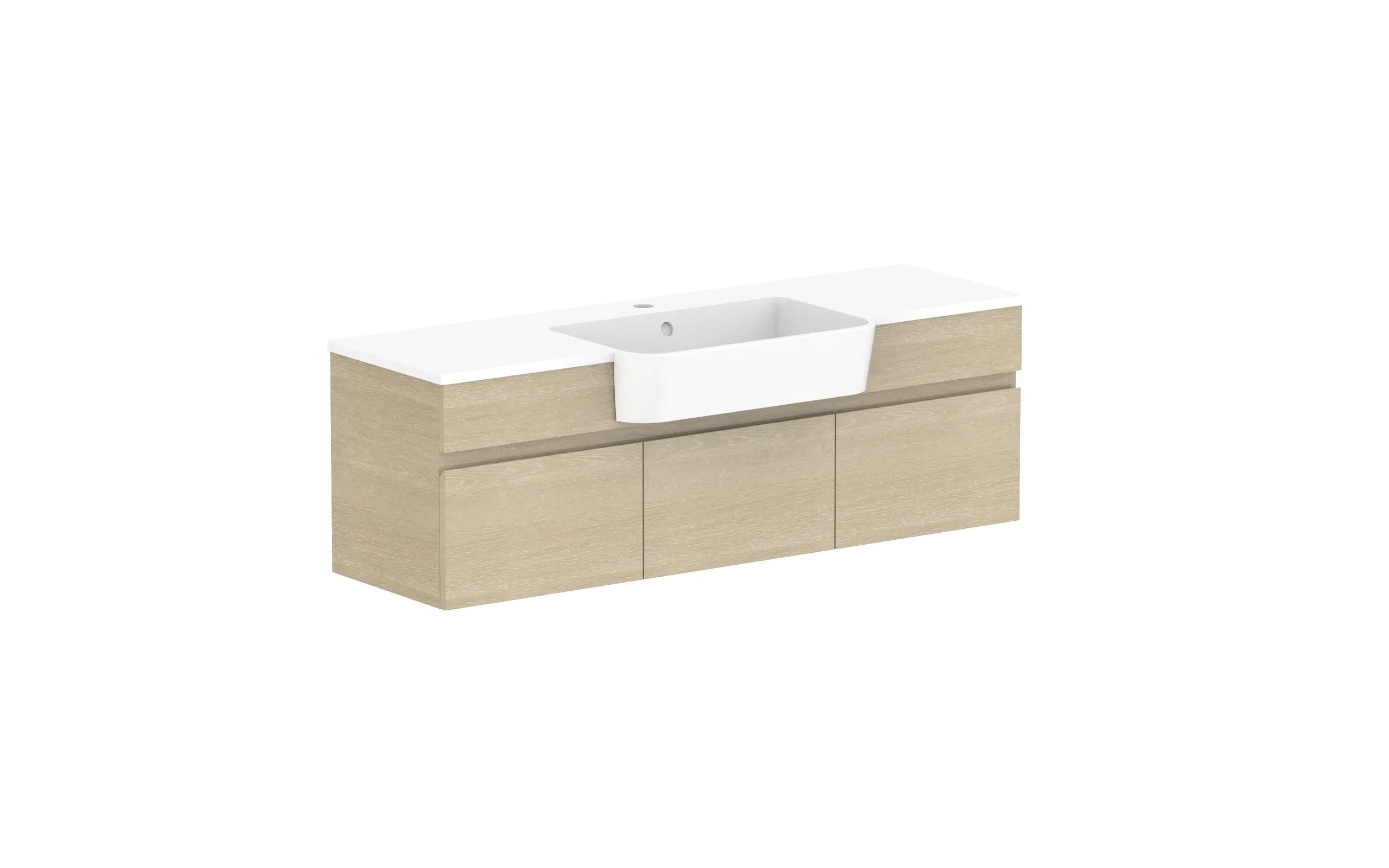 ADP Glacier Lite Semi-Recessed All Door Slim Wall Hung Vanity - 1200mm / Cast Marble Moulded Top