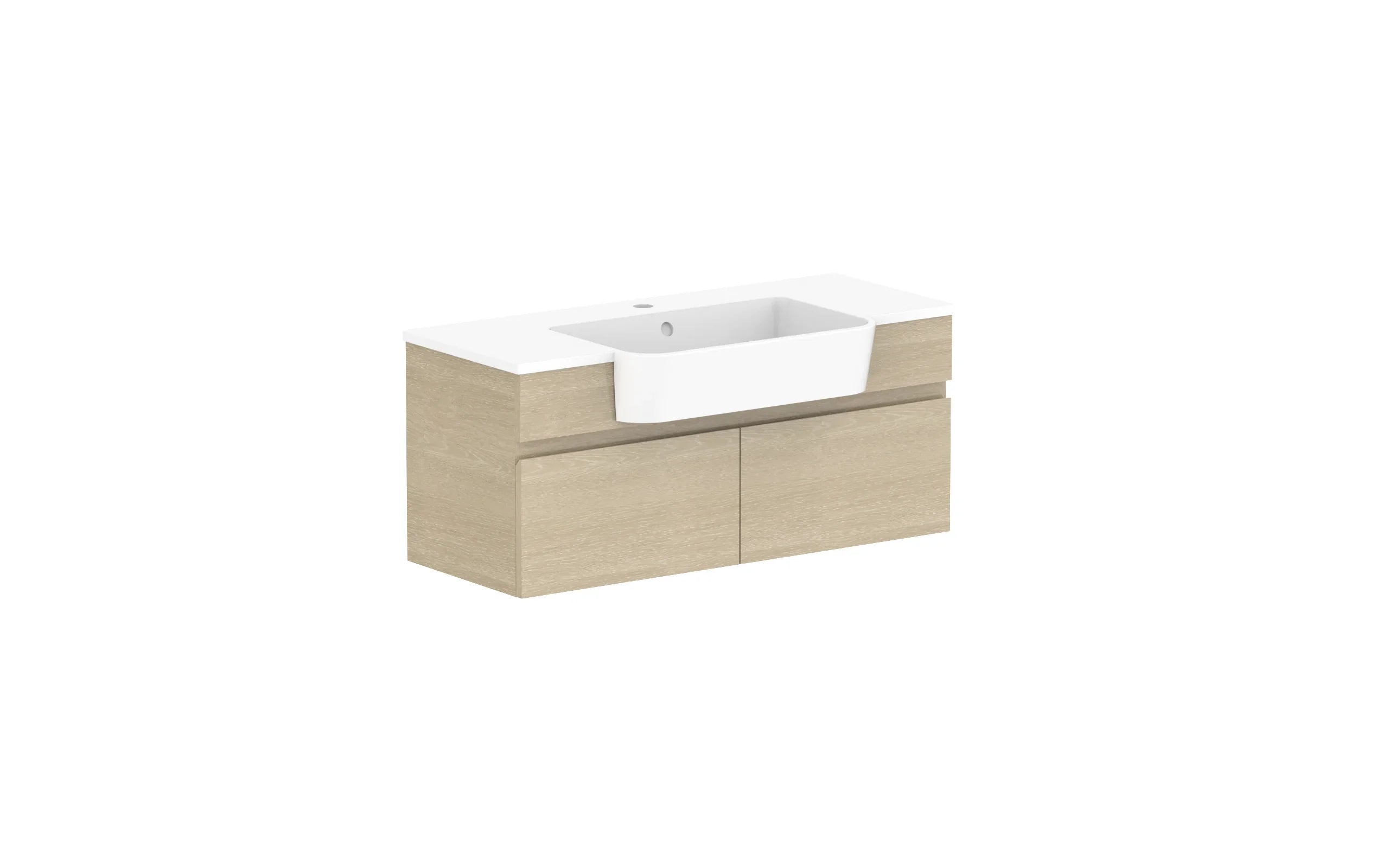 ADP Glacier Semi-Recessed All Door Slim Wall Hung Vanity - 900mm / Cast Marble Moulded Top / Centre Bowl