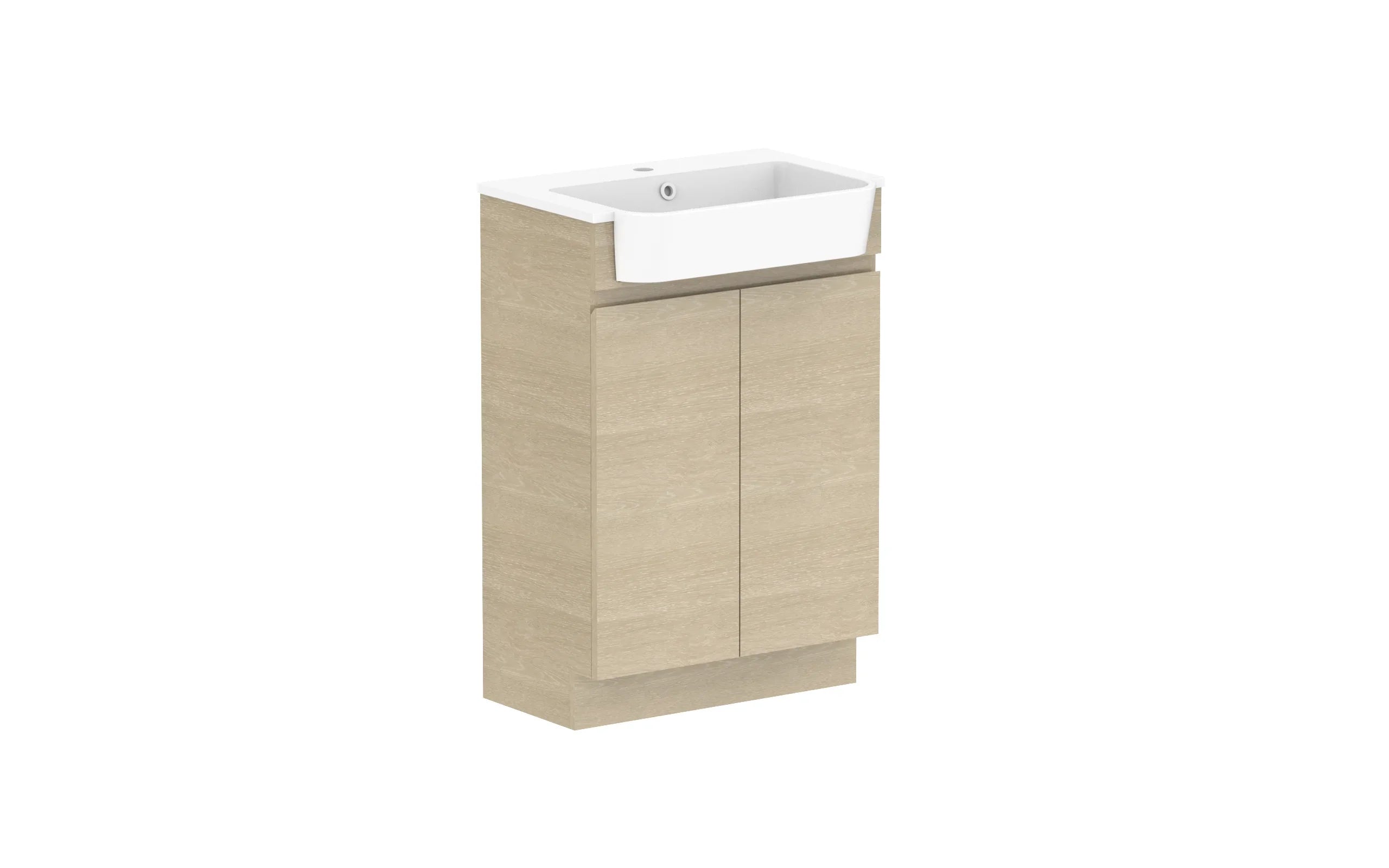ADP Glacier Lite Semi-Recessed All Door Trio Freestanding Vanity - 600mm / Cast Marble Moulded Top