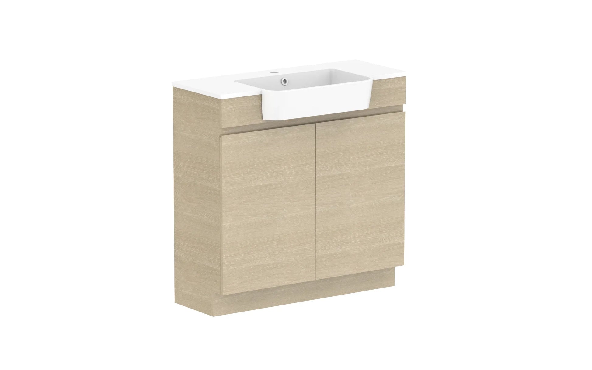 ADP Glacier Semi-Recessed All Door Trio Freestanding Vanity - 900mm / Cast Marble Moulded Top / Centre Bowl
