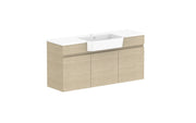 ADP Glacier Semi-Recessed All Door Twin Wall Hung Vanity - 1200mm / Cast Marble Moulded Top / Centre Bowl