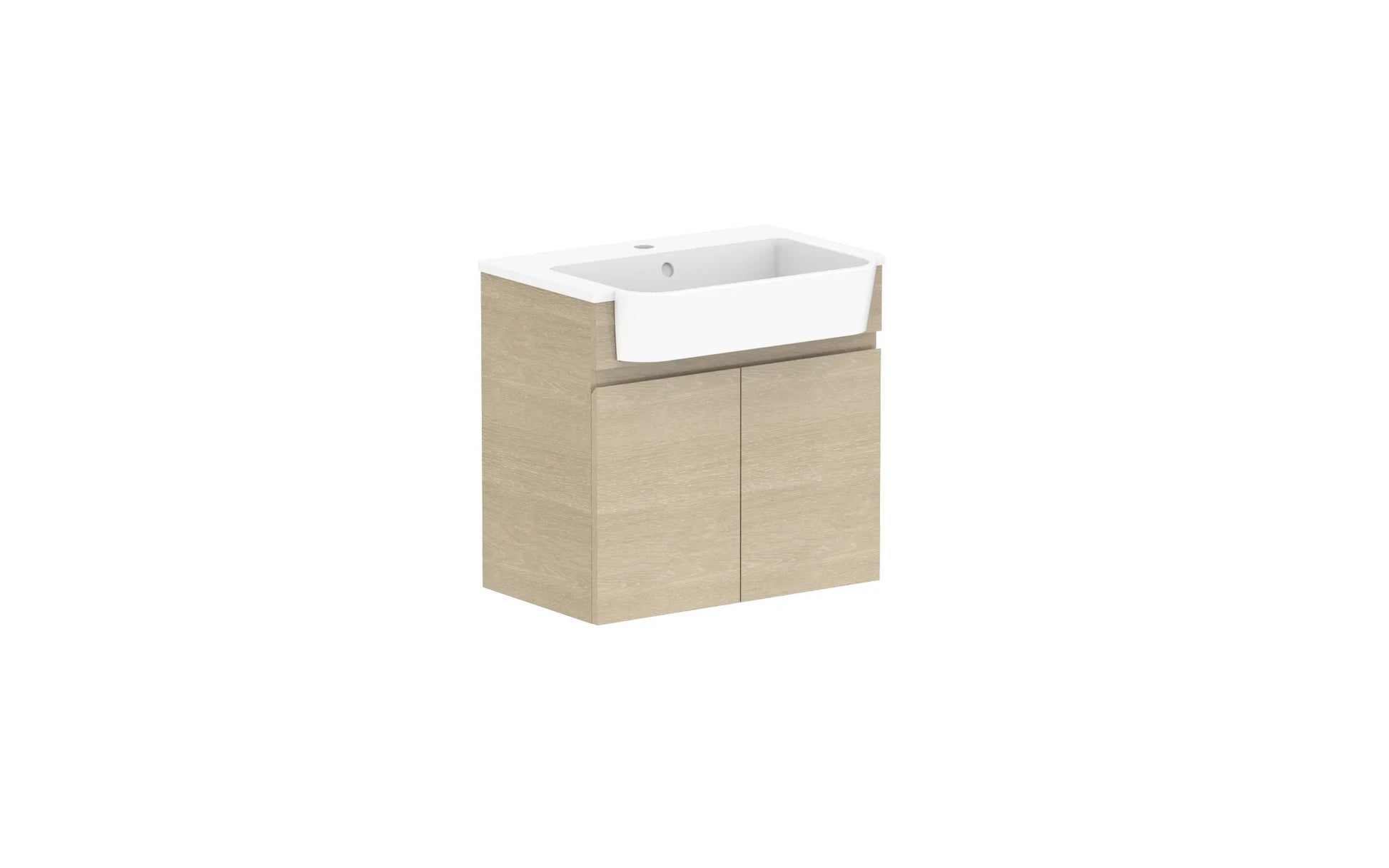 ADP Glacier Semi-Recessed All Door Twin Wall Hung Vanity - 600mm / Cast Marble Moulded Top / Centre Bowl