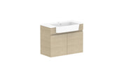 ADP Glacier Semi-Recessed All Door Twin Wall Hung Vanity - 750mm / Cast Marble Moulded Top / Centre Bowl