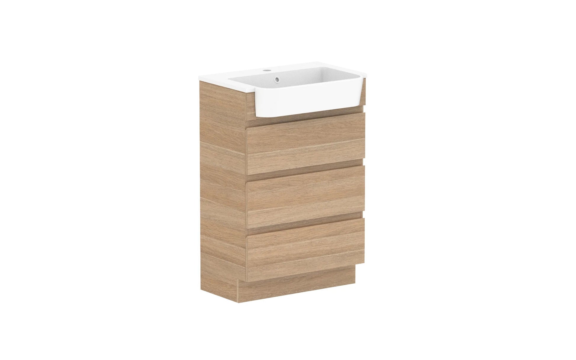ADP Glacier Semi-Recessed All Drawer Trio Freestanding - 600mm / Cast Marble Moulded Top / Centre Bowl
