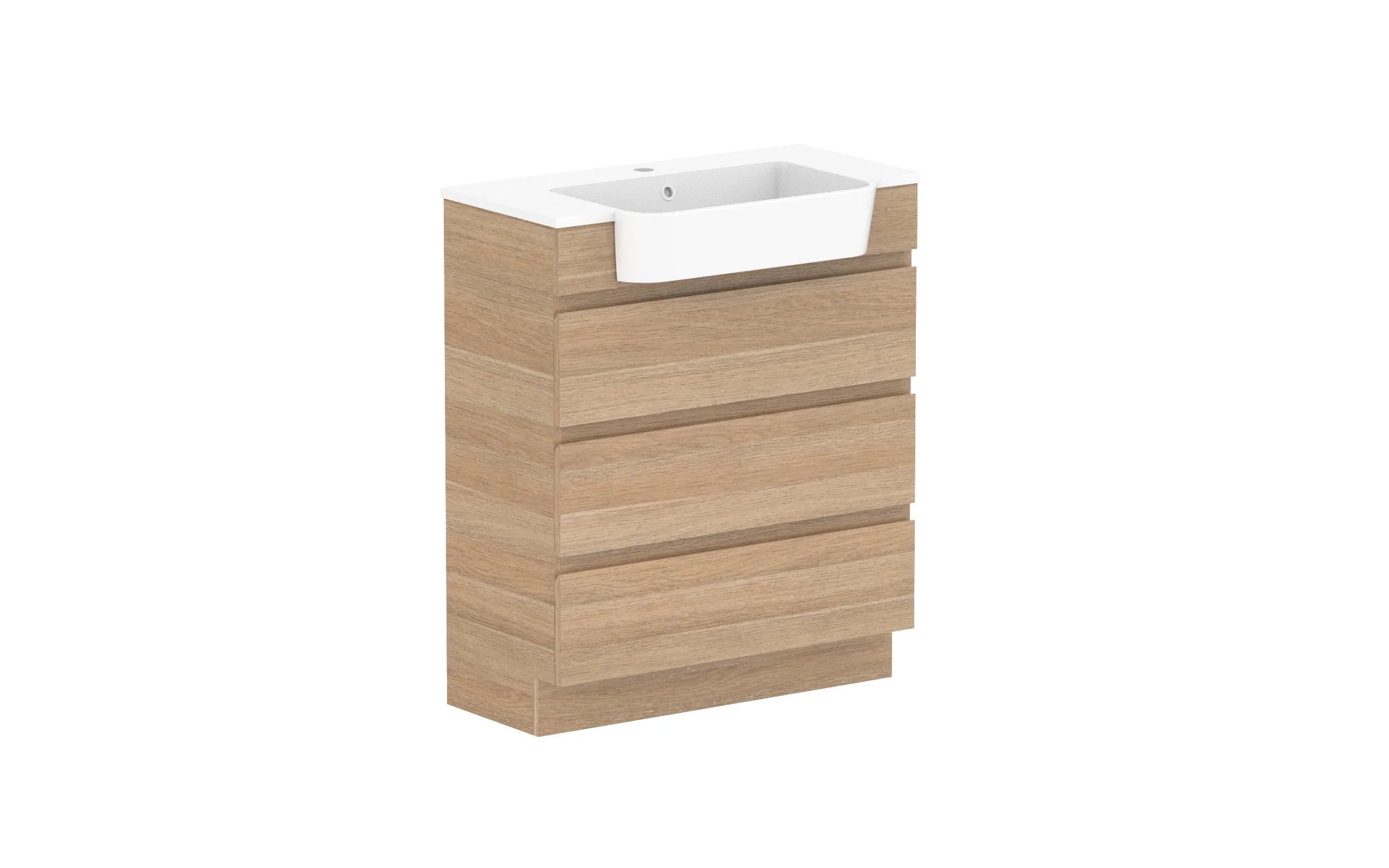 ADP Glacier Semi-Recessed All Drawer Trio Freestanding - 750mm / Cast Marble Moulded Top / Centre Bowl